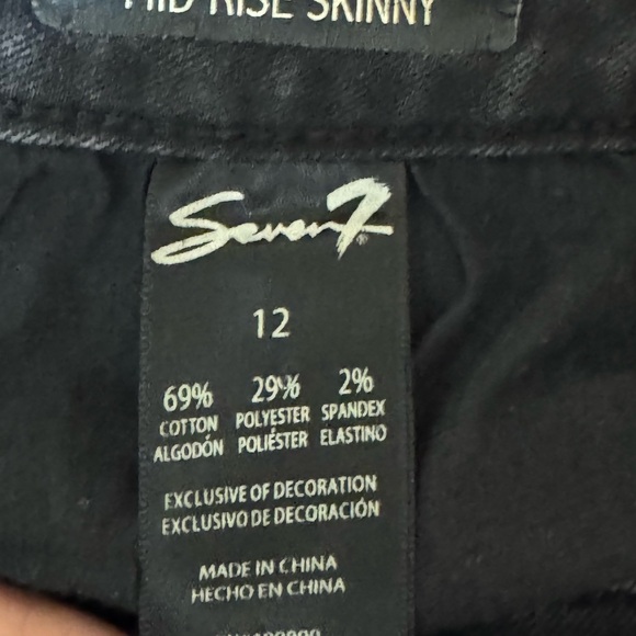 B-249 Seven7 Midnight Black Mid Rise Skinny Cropped Denim‎ Jeans Size 12 - Picture 16 of 16